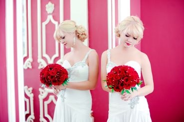 Red rose wedding bouquet