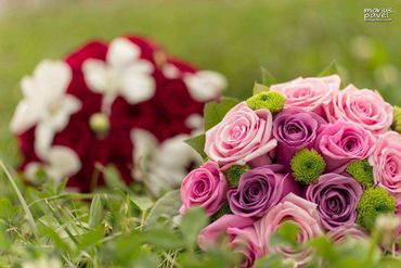 Summer pink rose wedding bouquet