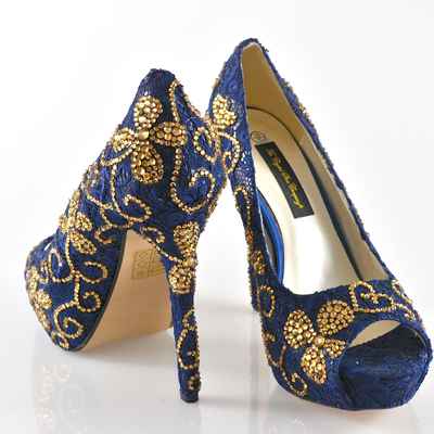 Themed blue wedding shoes
