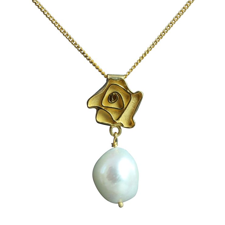 Gold plated pearl pendant
