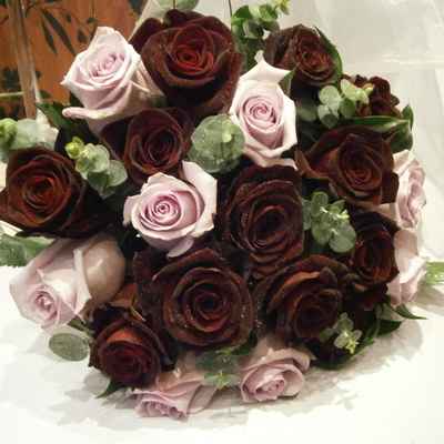 Brown rose wedding bouquet