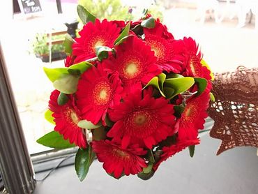 Red gerbera wedding bouquet