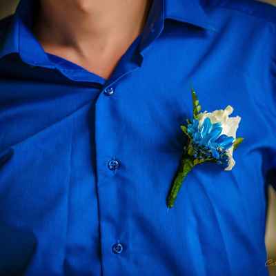 Blue wedding buttonhole