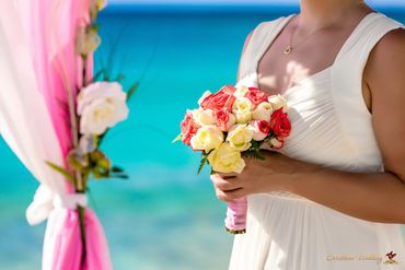 Overseas ivory rose wedding bouquet