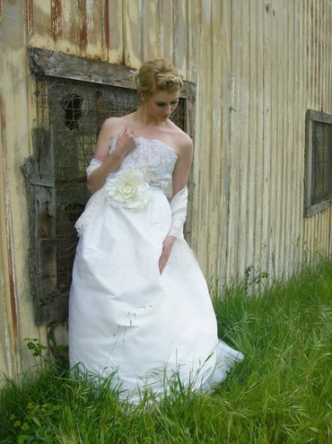 Rustic ivory long wedding dresses