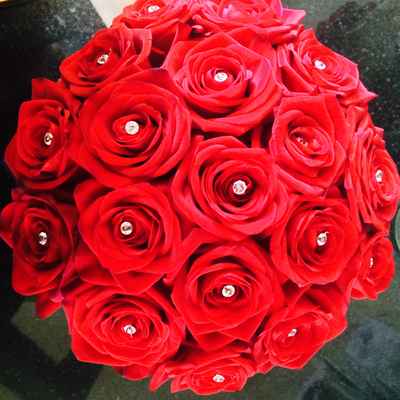 Red rose wedding bouquet