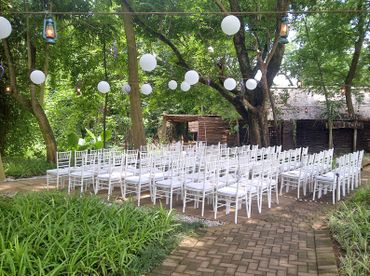 White wedding ceremony decor