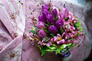 Purple tulip wedding bouquet