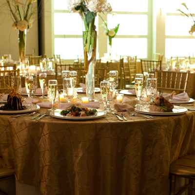 Gold wedding reception decor