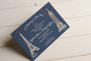 Themed blue wedding invitations