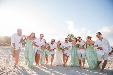 Beach white bridesmaids