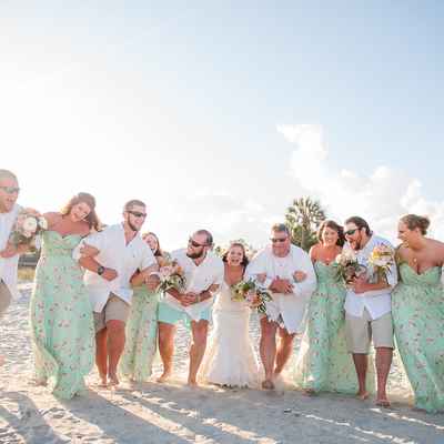 Beach white bridesmaids