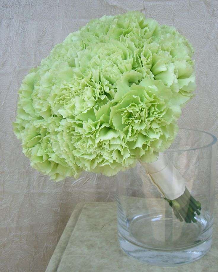 Green carnation wedding bouquet
