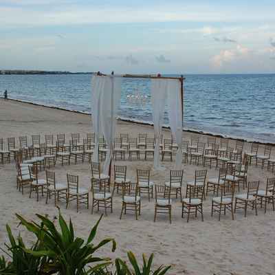 Beach white wedding ceremony decor
