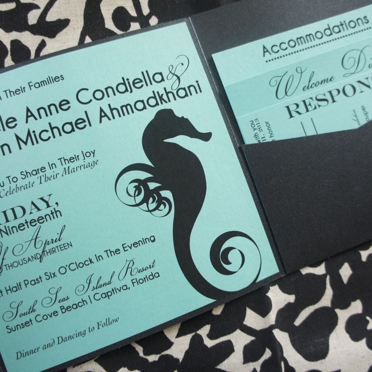 Seahorse Wedding Invitation & Stationery