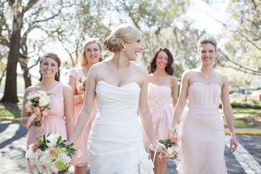 Pink open wedding dresses