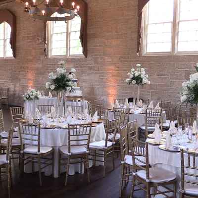 White wedding reception decor