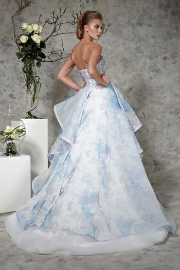Blue long wedding dresses