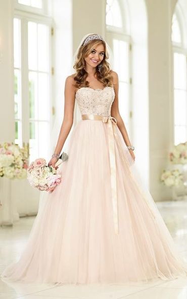 Pink long wedding dresses