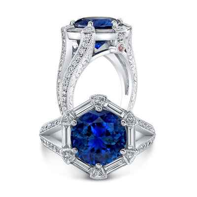 Blue wedding rings