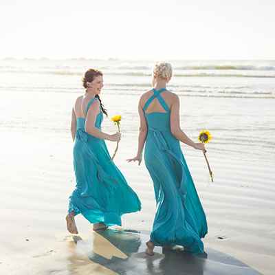 Beach blue bridesmaids