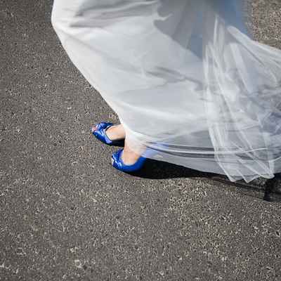Blue wedding shoes