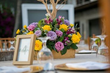 Outdoor yellow wedding floral decor