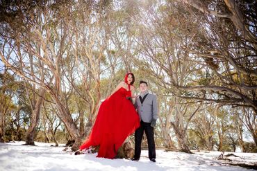 Outdoor winter red engagement