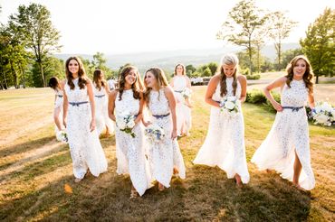 Outdoor white bridesmaids