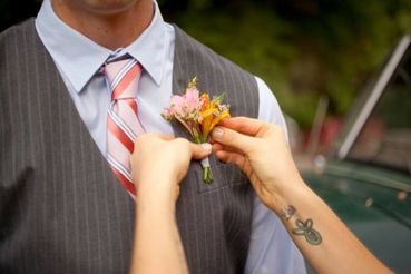 Yellow wedding buttonhole