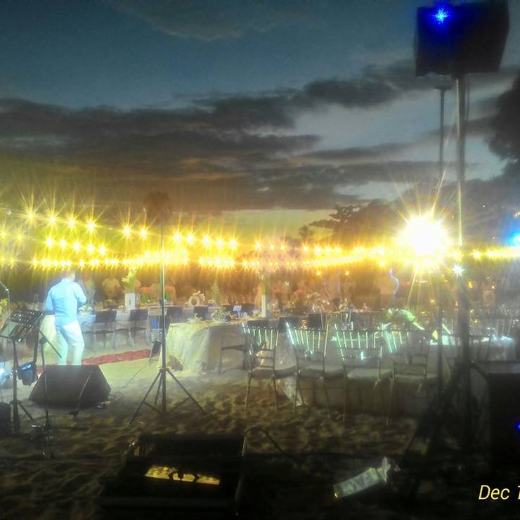 Beach Wedding w/ String Lights