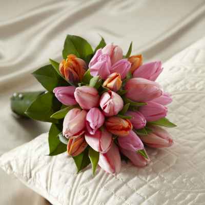 Orange tulip wedding bouquet