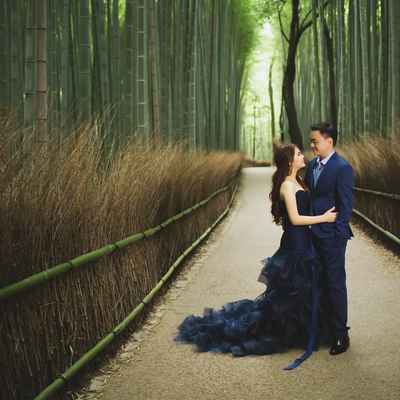 Outdoor blue long wedding dresses