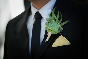 Green wedding buttonhole