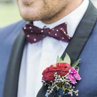Red wedding buttonhole