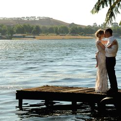 Outdoor white long wedding dresses