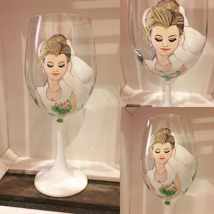 Hand Painted Portraits on Wine Glasses by Jordan Fees Art