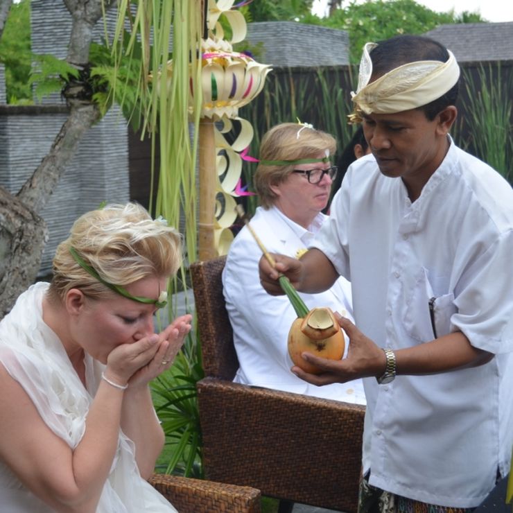 Balinese blessing in a private residence