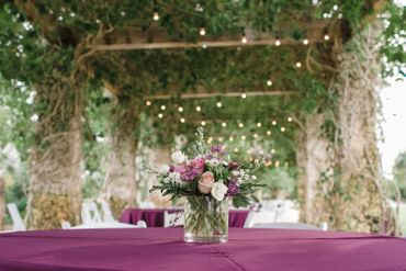 Outdoor white wedding reception decor
