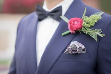 Pink wedding buttonhole