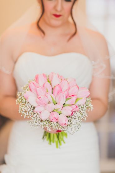 Pink tulip wedding bouquet