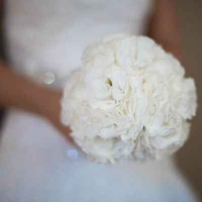White hydrangea wedding bouquet