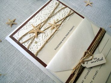 Marine ivory wedding invitations