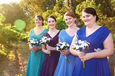 Blue outdoor bridesmaids
