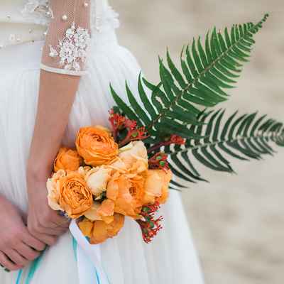 Orange rose wedding bouquet