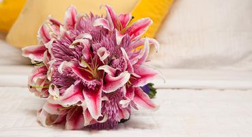 Pink lilly wedding bouquet