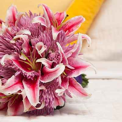 Pink lilly wedding bouquet