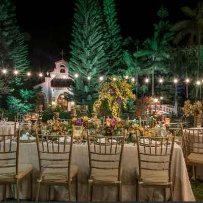 Ivory outdoor wedding reception decor