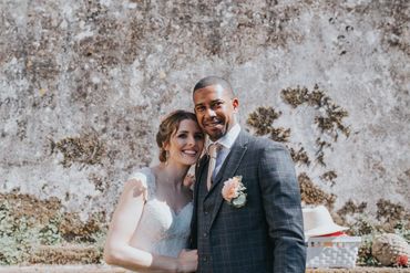 Pink outdoor wedding photo session decor