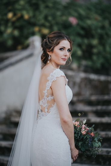 White outdoor long wedding dresses